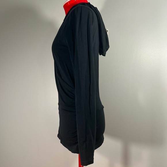 Long Sleeve Black Faux-Wrap Athletic Top - M - Picture 8 of 9